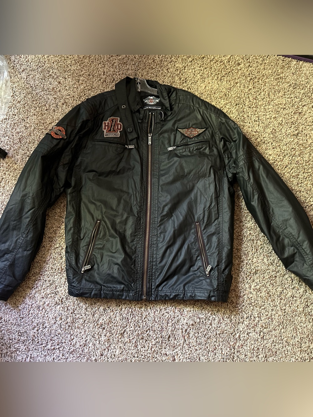 Harley-Davidson Black Nylon Bomber Jacket with Patch Details
